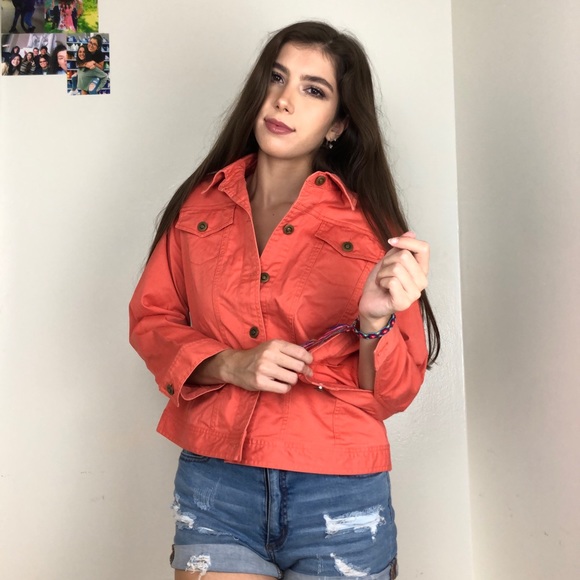 PEACHY ORANGE DENIM JACKET - Picture 3 of 4